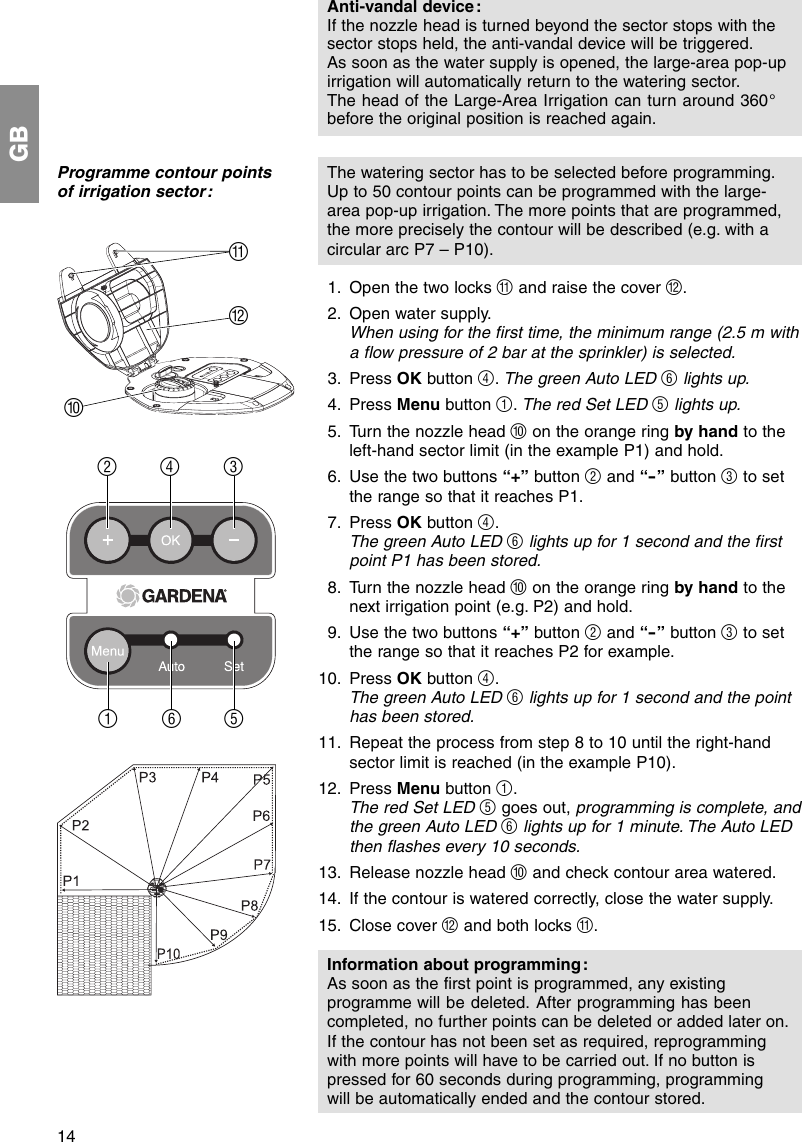 Page 5 of 12 - Gardena Gardena-Aquacontour-Automatic-Pop-Up-1559-Users-Manual- 1559-29.960.03_04.12.2008  Gardena-aquacontour-automatic-pop-up-1559-users-manual