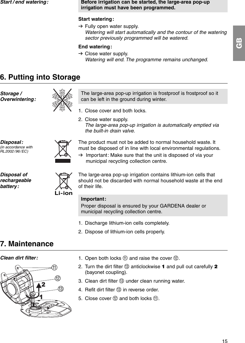 Page 6 of 12 - Gardena Gardena-Aquacontour-Automatic-Pop-Up-1559-Users-Manual- 1559-29.960.03_04.12.2008  Gardena-aquacontour-automatic-pop-up-1559-users-manual