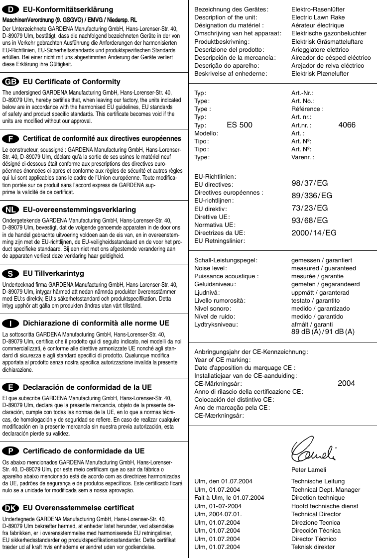 Page 11 of 12 - Gardena Gardena-Es-500-Operating-Instructions- 4066-20.960.03_15.11.2004  Gardena-es-500-operating-instructions