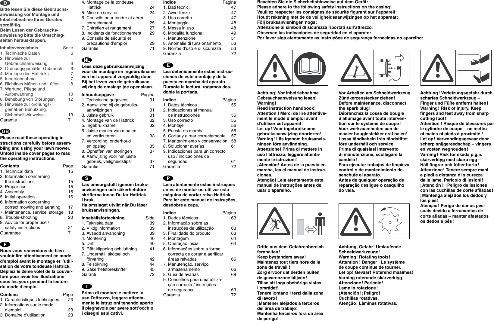Page 2 of 10 - Gardena Gardena-Hb-40-Mulchcut-Hb-40-Art-4005-Users-Manual- OM, Gardena, Hattrick, Art 04005-20, 04010-20, 2002-12  Gardena-hb-40-mulchcut-hb-40-art-4005-users-manual