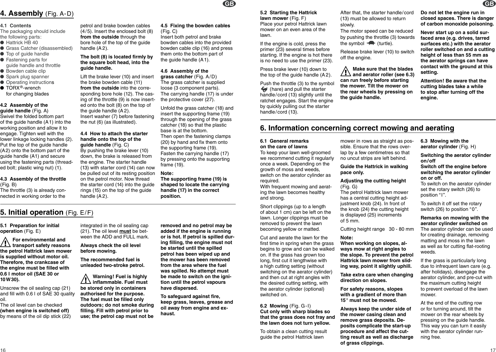 Page 5 of 10 - Gardena Gardena-Hb-40-Mulchcut-Hb-40-Art-4005-Users-Manual- OM, Gardena, Hattrick, Art 04005-20, 04010-20, 2002-12  Gardena-hb-40-mulchcut-hb-40-art-4005-users-manual