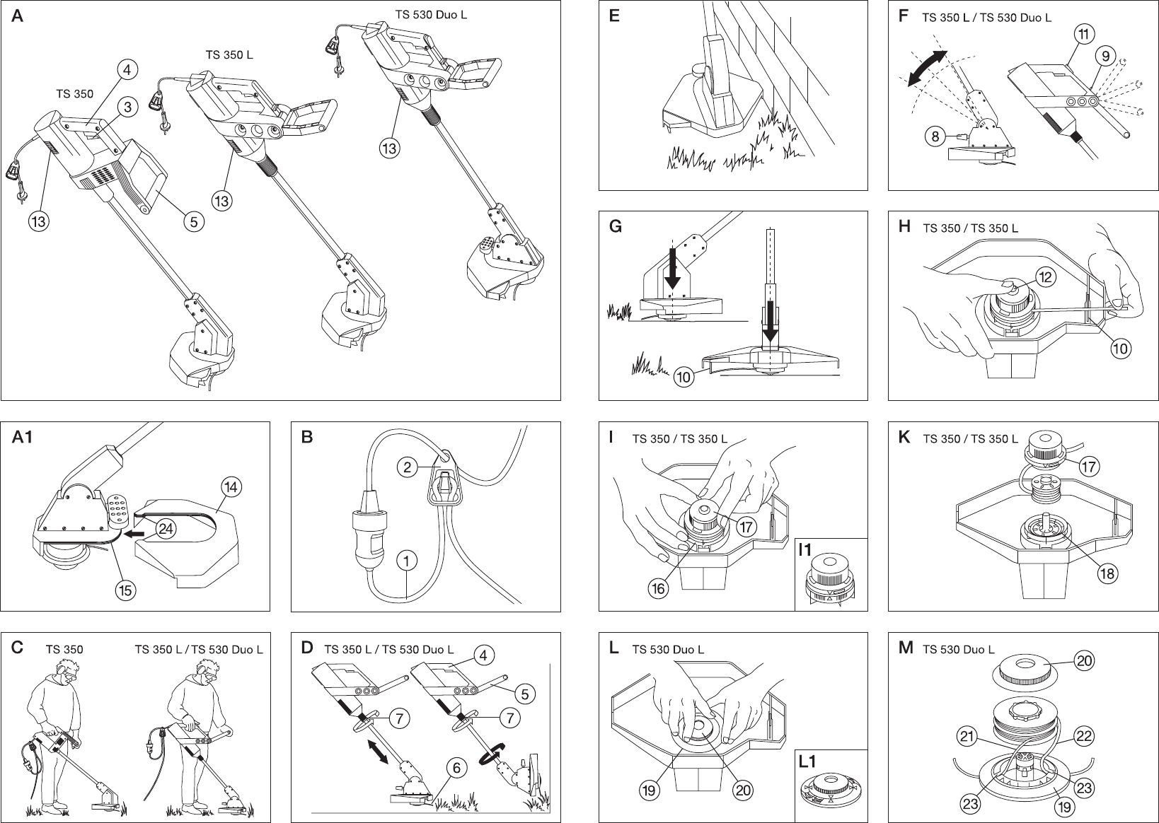 Page 3 of 9 - Gardena Gardena-Ts-350-Users-Manual- OM, Gardena, String Trimmer 350 / L 530 Duo L, Art 02545-20, 2001-11 Gardena-ts-350-users-manual