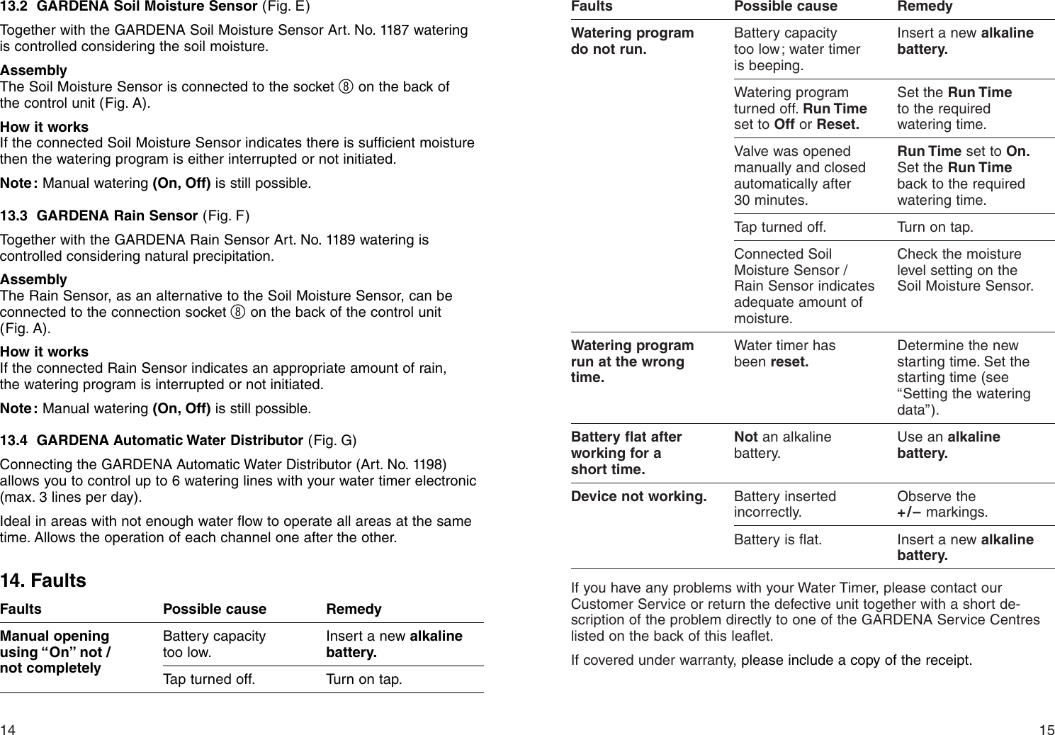 Page 8 of 11 - Gardena Gardena-Water-Timer-Electronic-T-1030-Users-Manual-  Gardena-water-timer-electronic-t-1030-users-manual