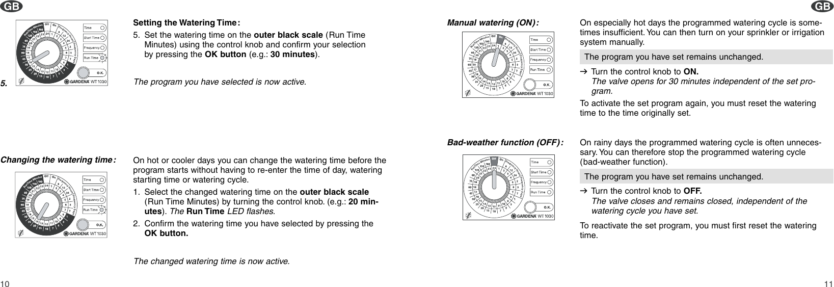 Page 6 of 10 - Gardena Gardena-Wt1030-Users-Manual- OM, Gardena, Water Timer Electronic, Art 01825-20, 2002-12  Gardena-wt1030-users-manual