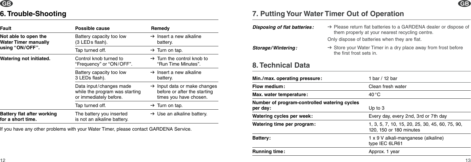 Page 7 of 10 - Gardena Gardena-Wt1030-Users-Manual- OM, Gardena, Water Timer Electronic, Art 01825-20, 2002-12  Gardena-wt1030-users-manual