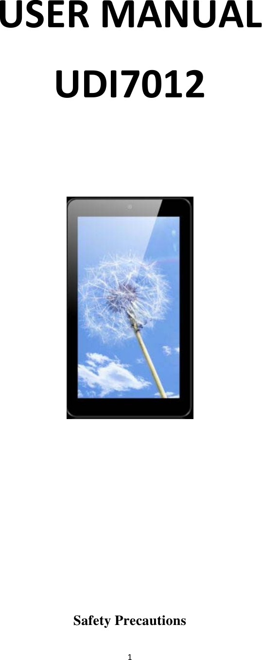 1USERMANUALUDI7012 Safety Precautions  