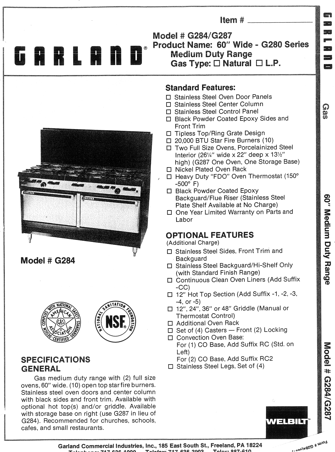 Garland G284 Users Manual