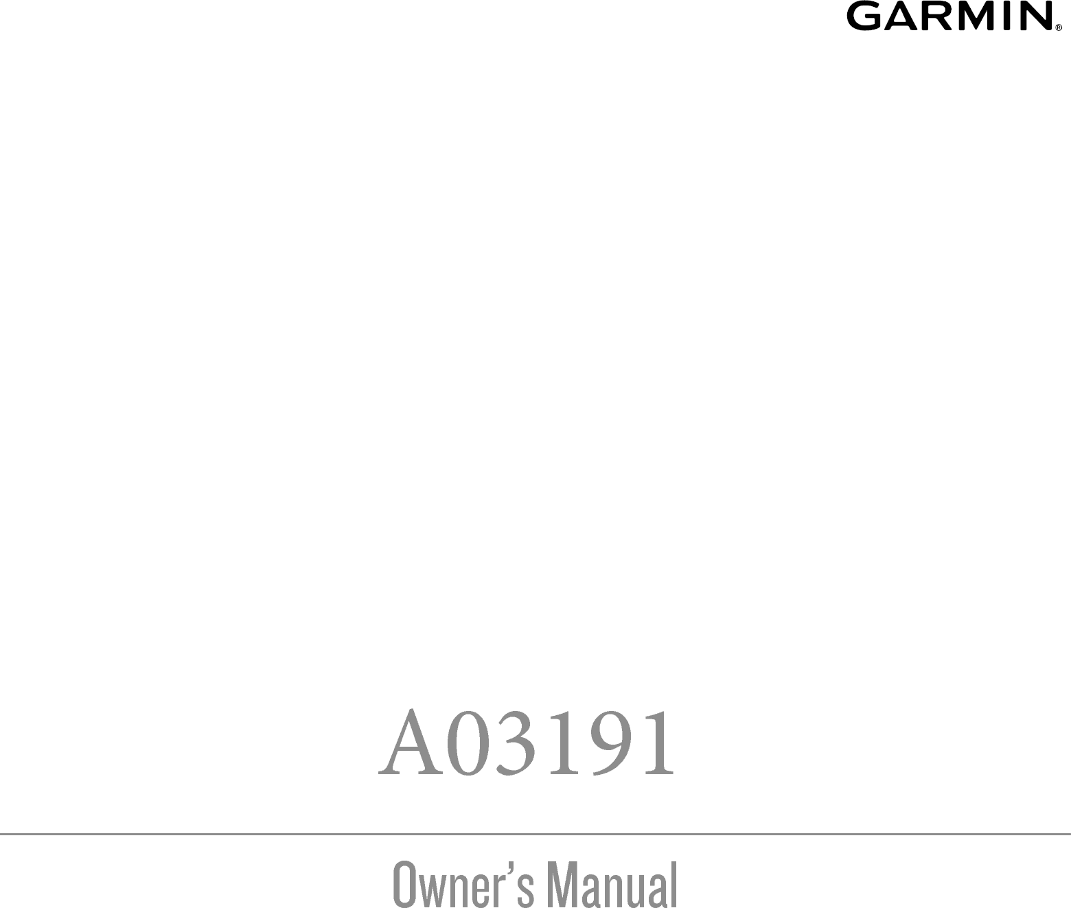A03191Owner’s Manual