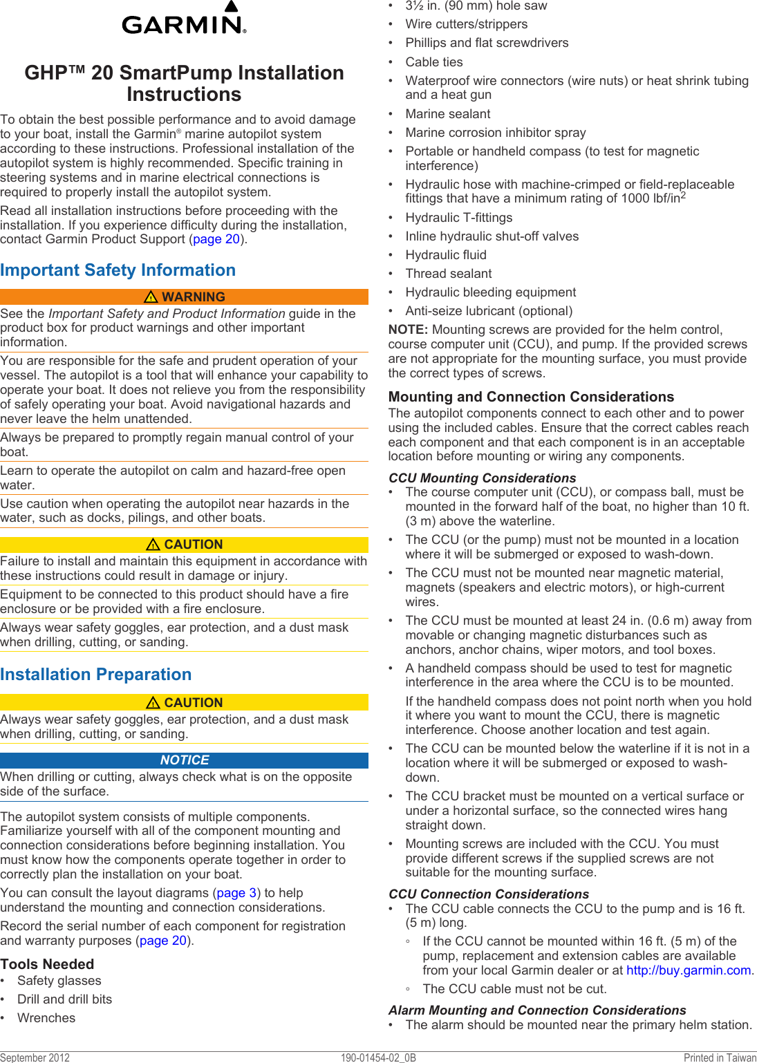 Garmin 309 M Ghp 20 Marine Autopilot System With Smartpump Manual