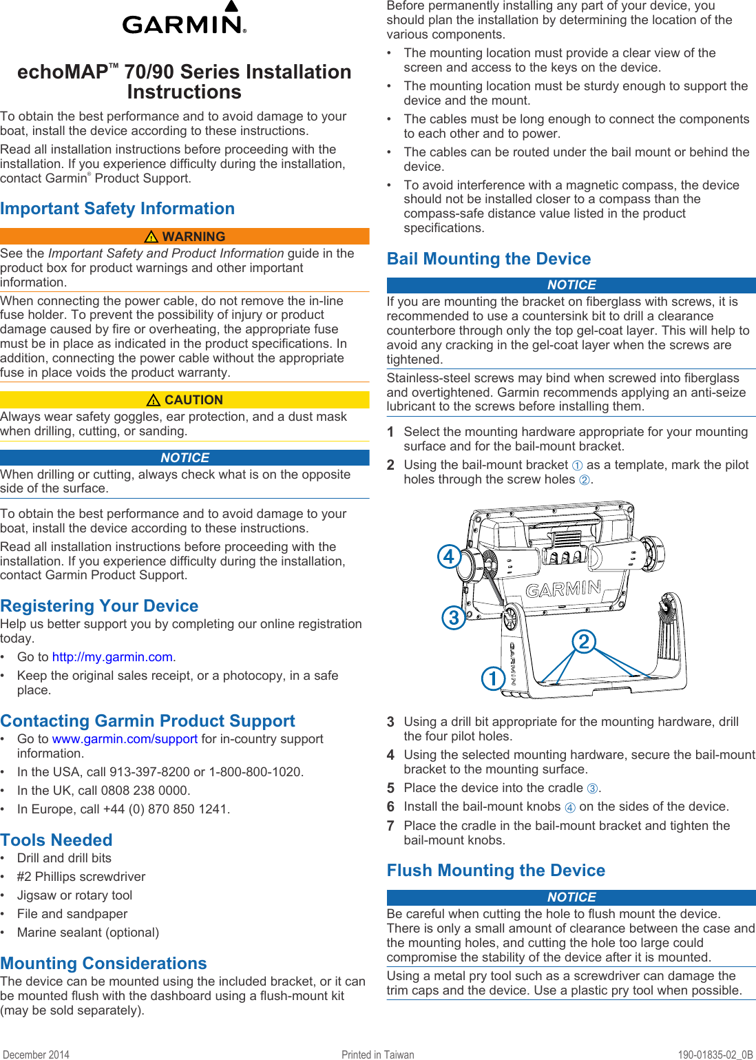 Page 1 of 4 - Garmin Garmin-Echomap-71Sv-Installation-Instructions-  Garmin-echomap-71sv-installation-instructions