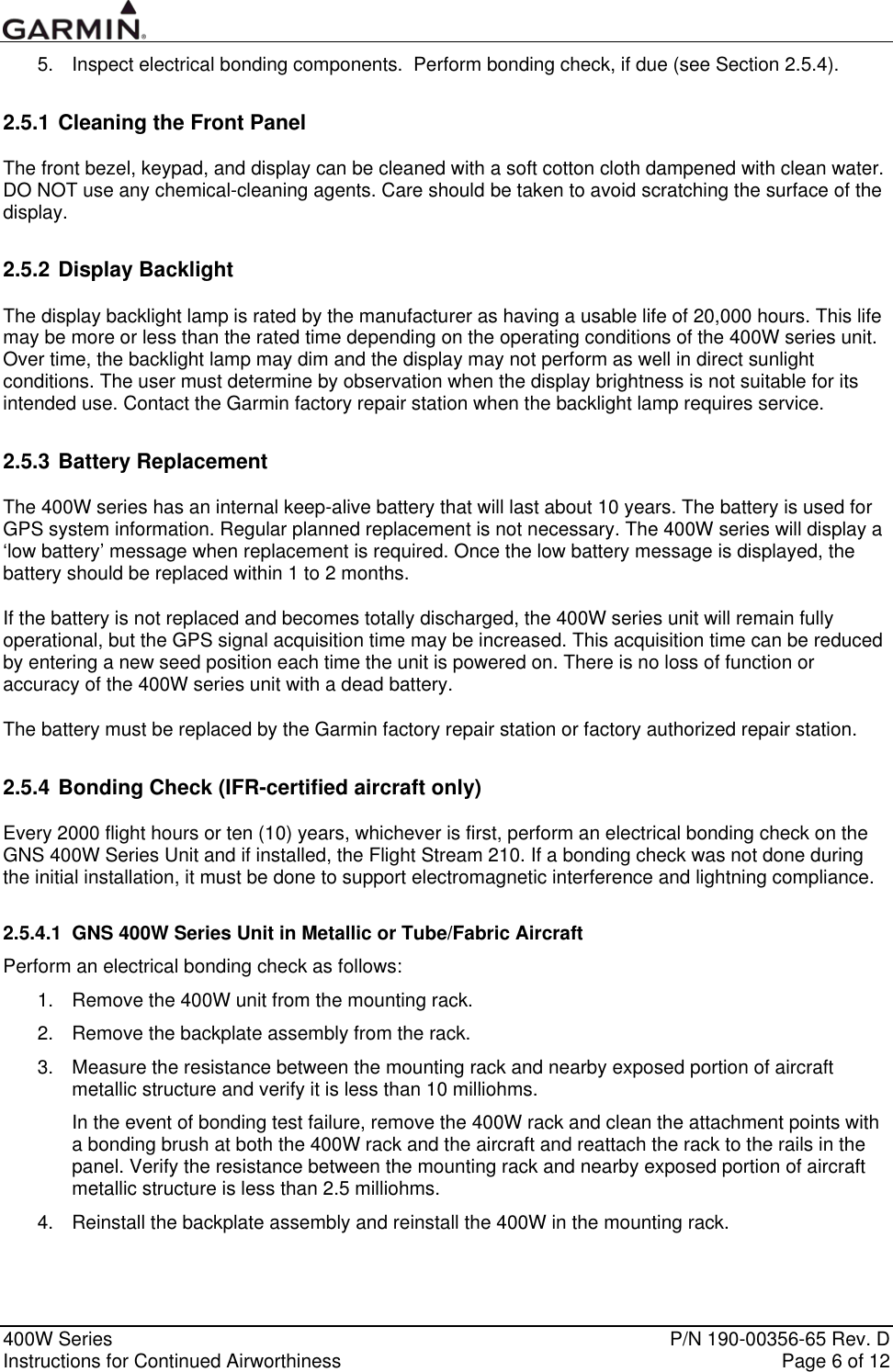 Page 6 of 12 - Garmin Garmin-Garmin-Part-23-Aml-Stc-Sa01933La-D-Instruction-Manual 190-00356-65_0D