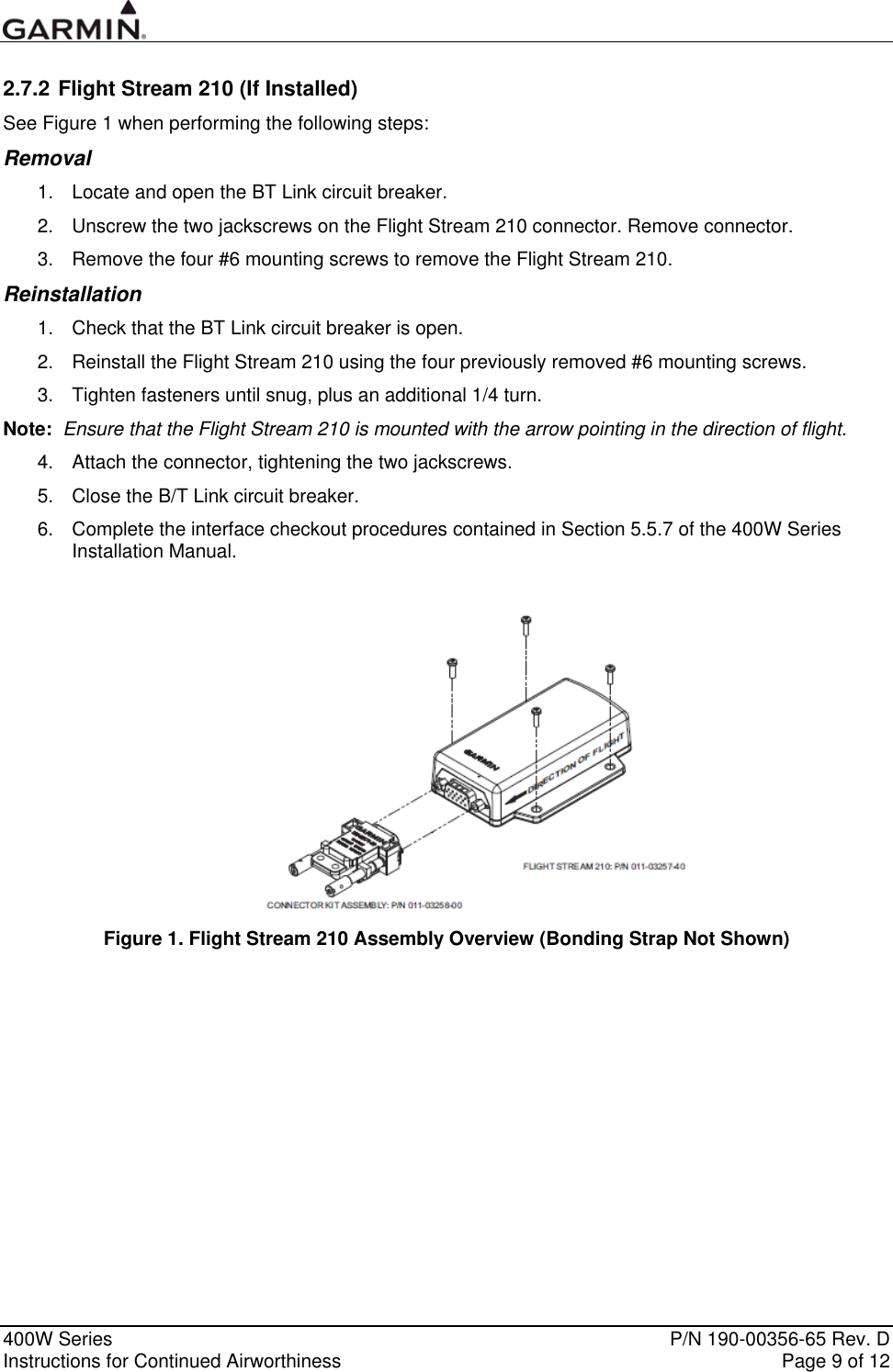 Page 9 of 12 - Garmin Garmin-Garmin-Part-23-Aml-Stc-Sa01933La-D-Instruction-Manual 190-00356-65_0D