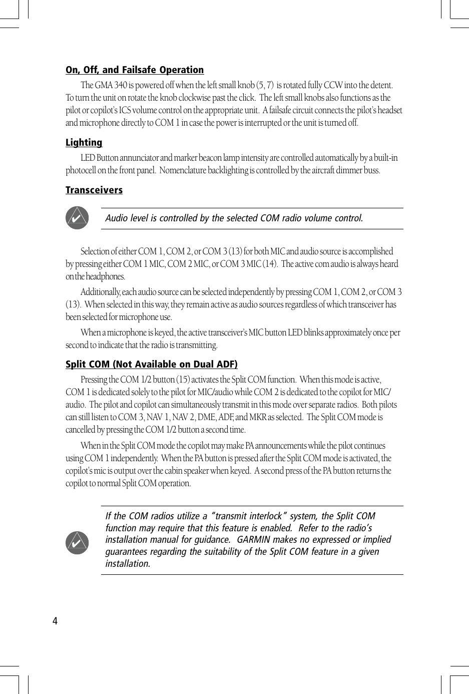 Page 4 of 12 - Garmin Garmin-Gma-340-Pilots-Guide-  Garmin-gma-340-pilots-guide