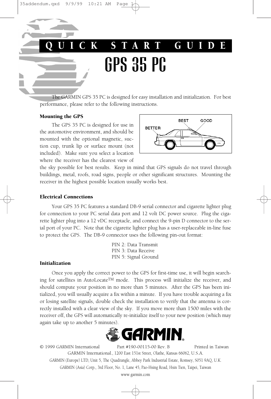 Page 1 of 1 - Garmin Garmin-Gps-35-Pc-Users-Manual- 35addendum  Garmin-gps-35-pc-users-manual