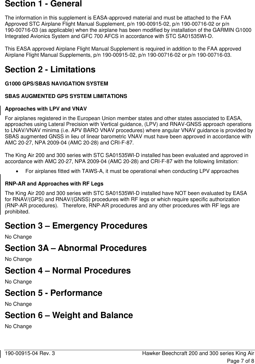 Page 7 of 8 - Garmin Garmin-Mdl-Rev-16-Sa01535Wi-D-Easa-Approved-Airplane-Flight-Manual-Supplement 190-00915-04_03