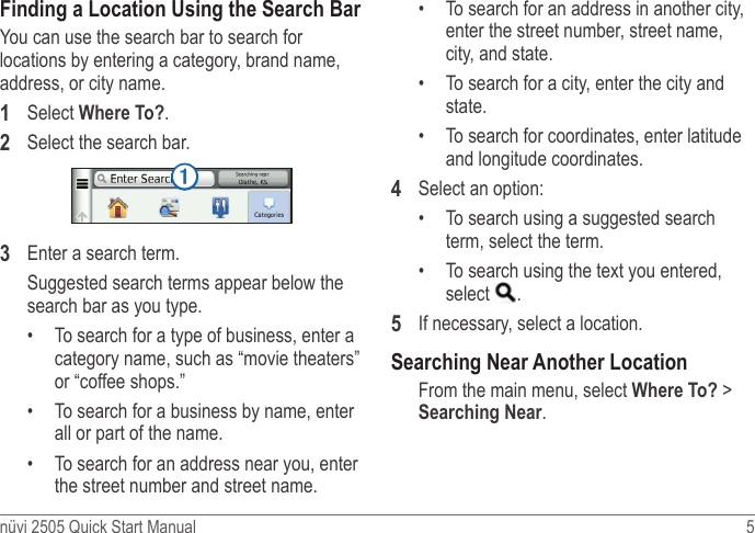 Page 5 of 8 - Garmin Garmin-Nuvi-2595-Quick-Start-Guide