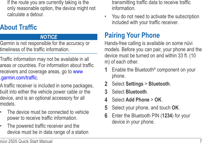 Page 7 of 8 - Garmin Garmin-Nuvi-2595-Quick-Start-Guide