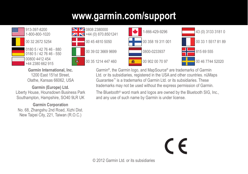 Page 8 of 8 - Garmin Garmin-Nuvi-2595-Quick-Start-Guide