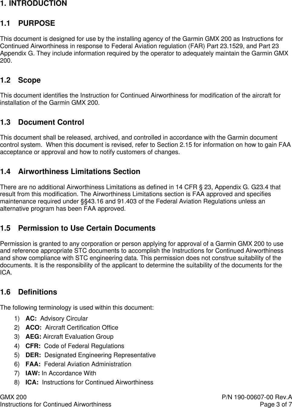 Page 3 of 7 - Garmin Garmin-Part-23-Stc-Sa01692Se-Instruction-Manual 190-00607-00_0A_GMX 200_ICA.Doc