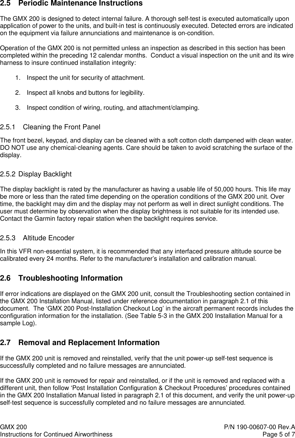 Page 5 of 7 - Garmin Garmin-Part-23-Stc-Sa01692Se-Instruction-Manual 190-00607-00_0A_GMX 200_ICA.Doc