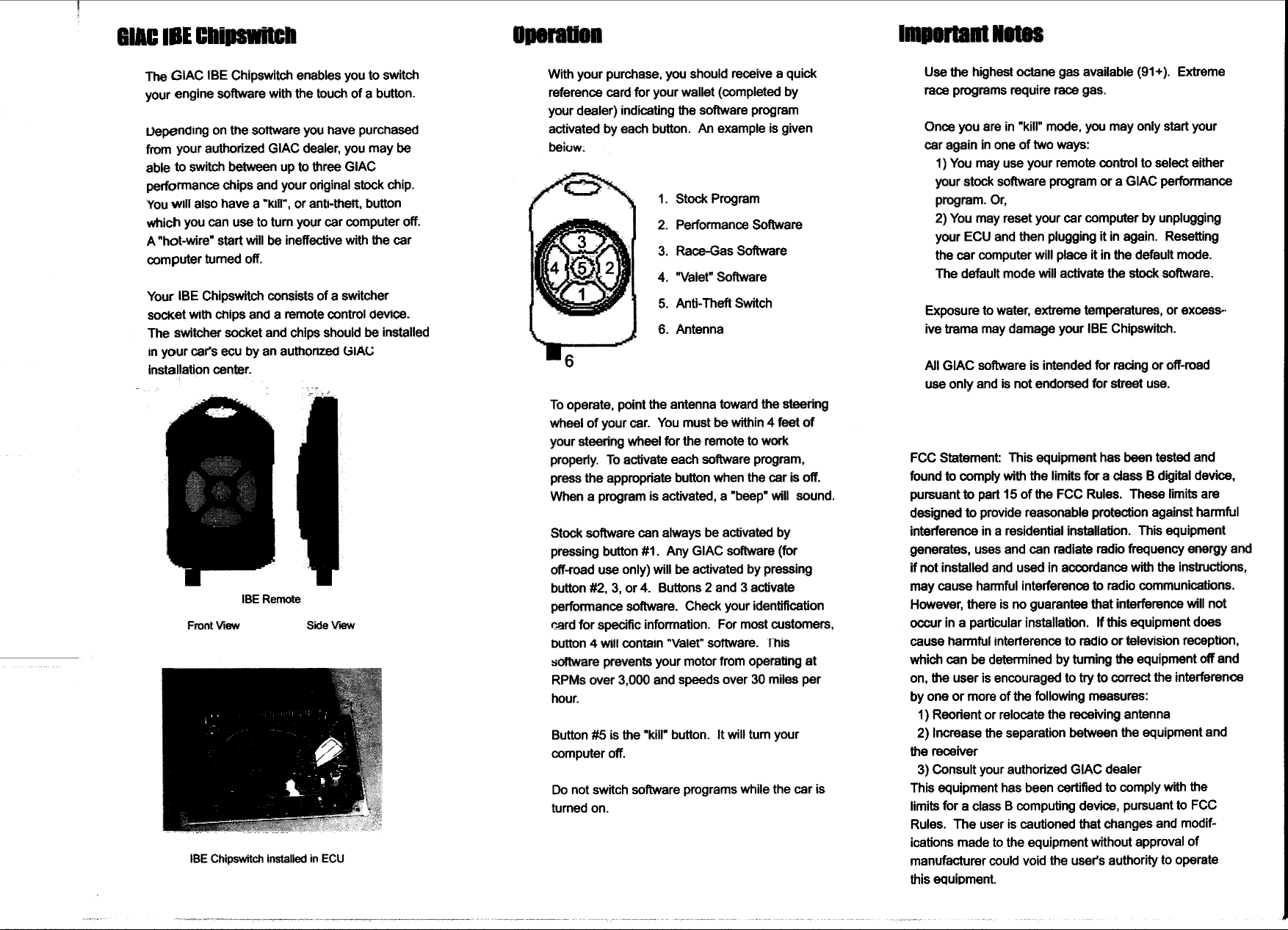 Garrett Integrated Automotive IBE-TRX-02 Transmitter User Manual Owners ...