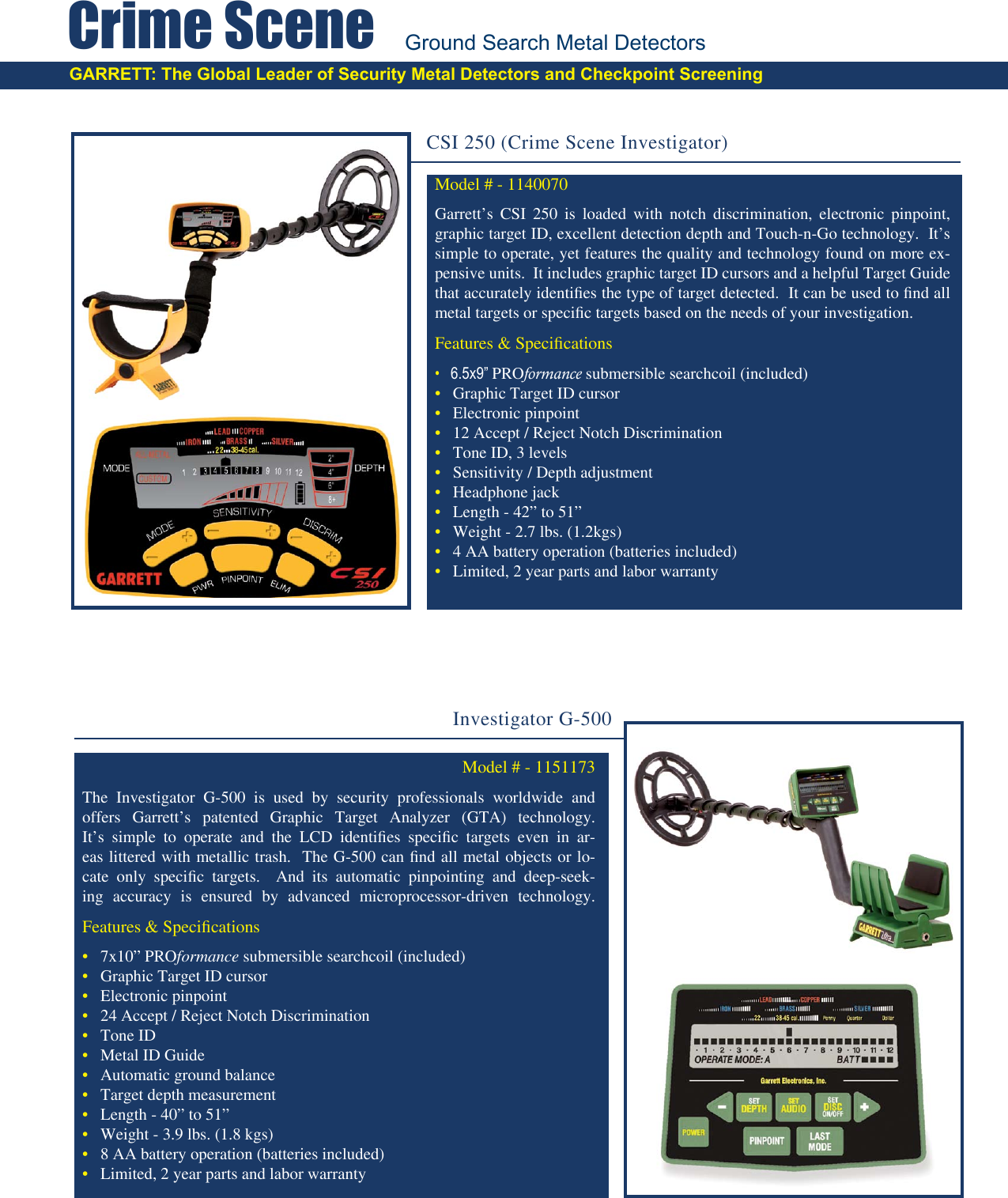 Page 2 of 4 - Garrett-Metal-Detectors Garrett-Metal-Detectors-Crime-Scene-1140070-Users-Manual-  Garrett-metal-detectors-crime-scene-1140070-users-manual