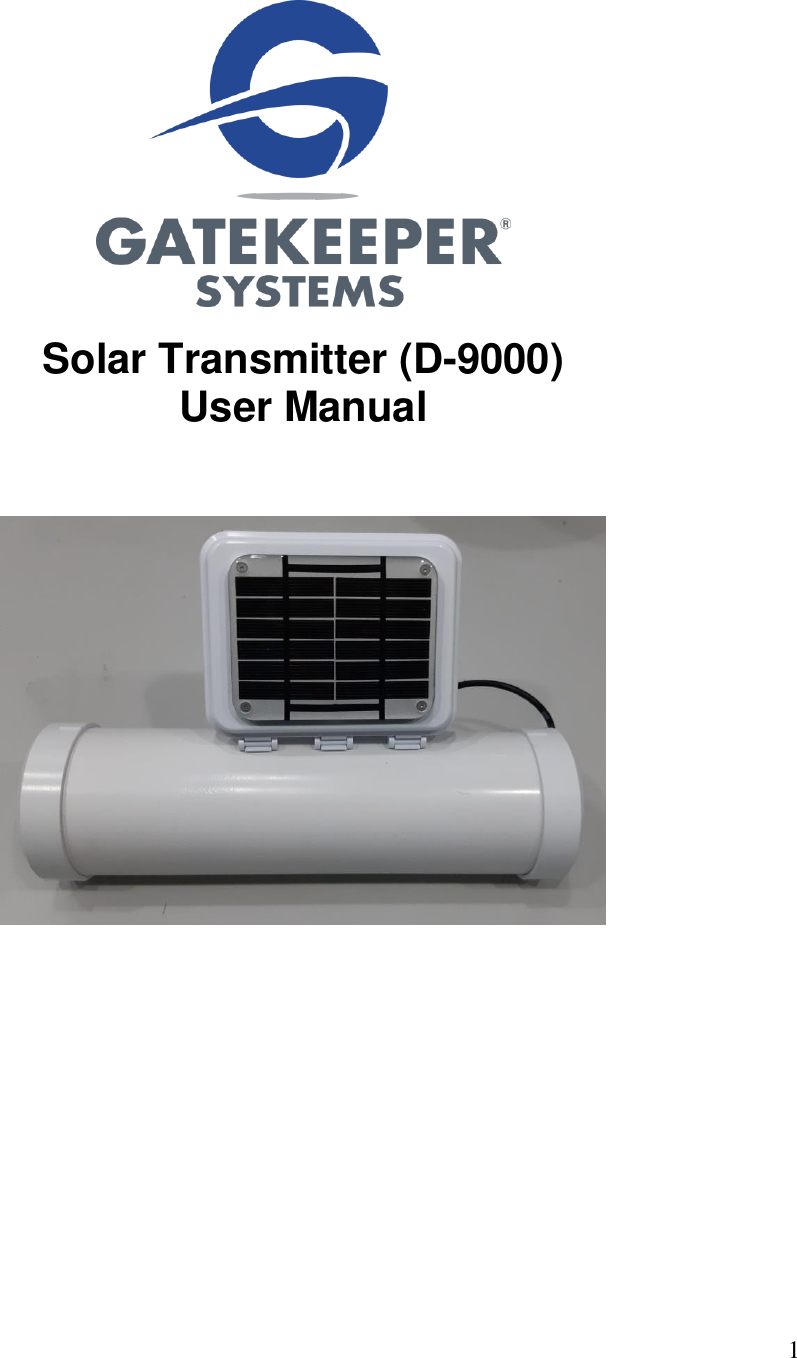 1           Solar Transmitter (D-9000) User Manual                  