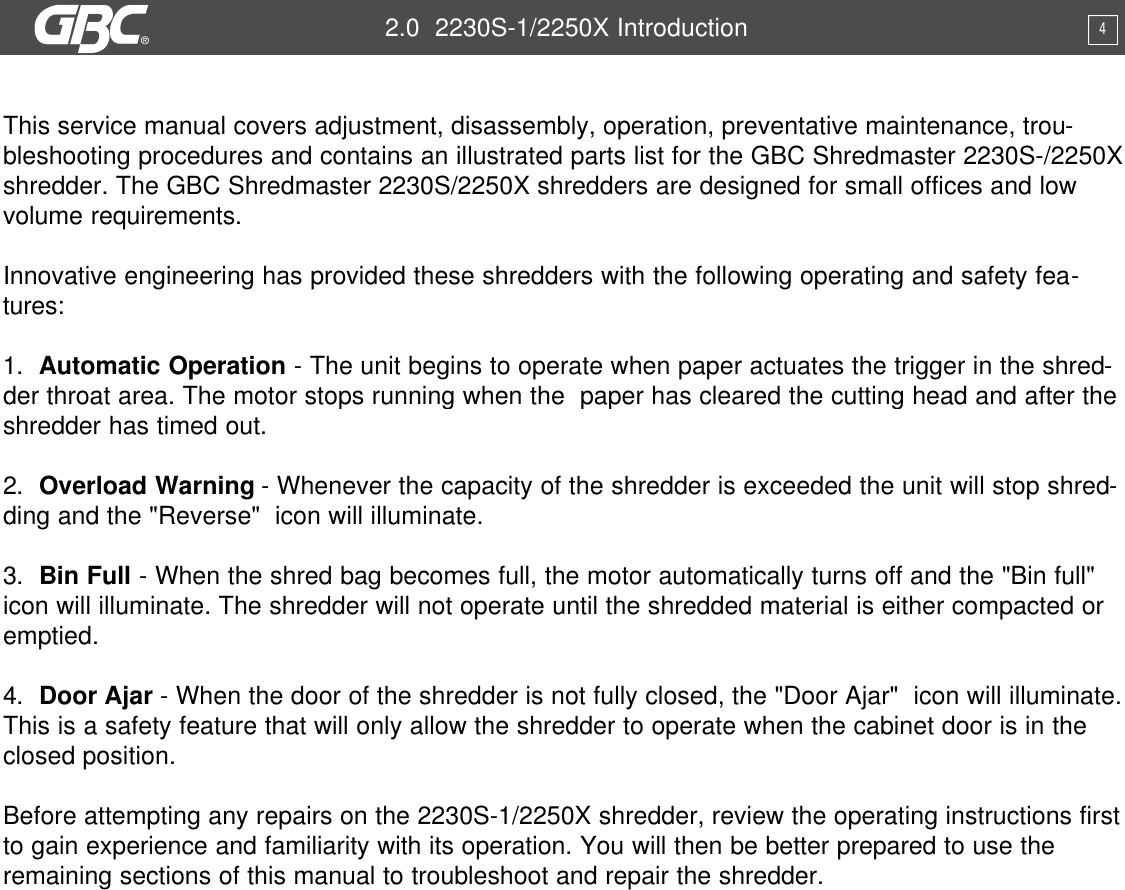Page 1 of 4 - Gbc Gbc-2230S-Users-Manual- 2230S-1_2250X-1  Gbc-2230s-users-manual