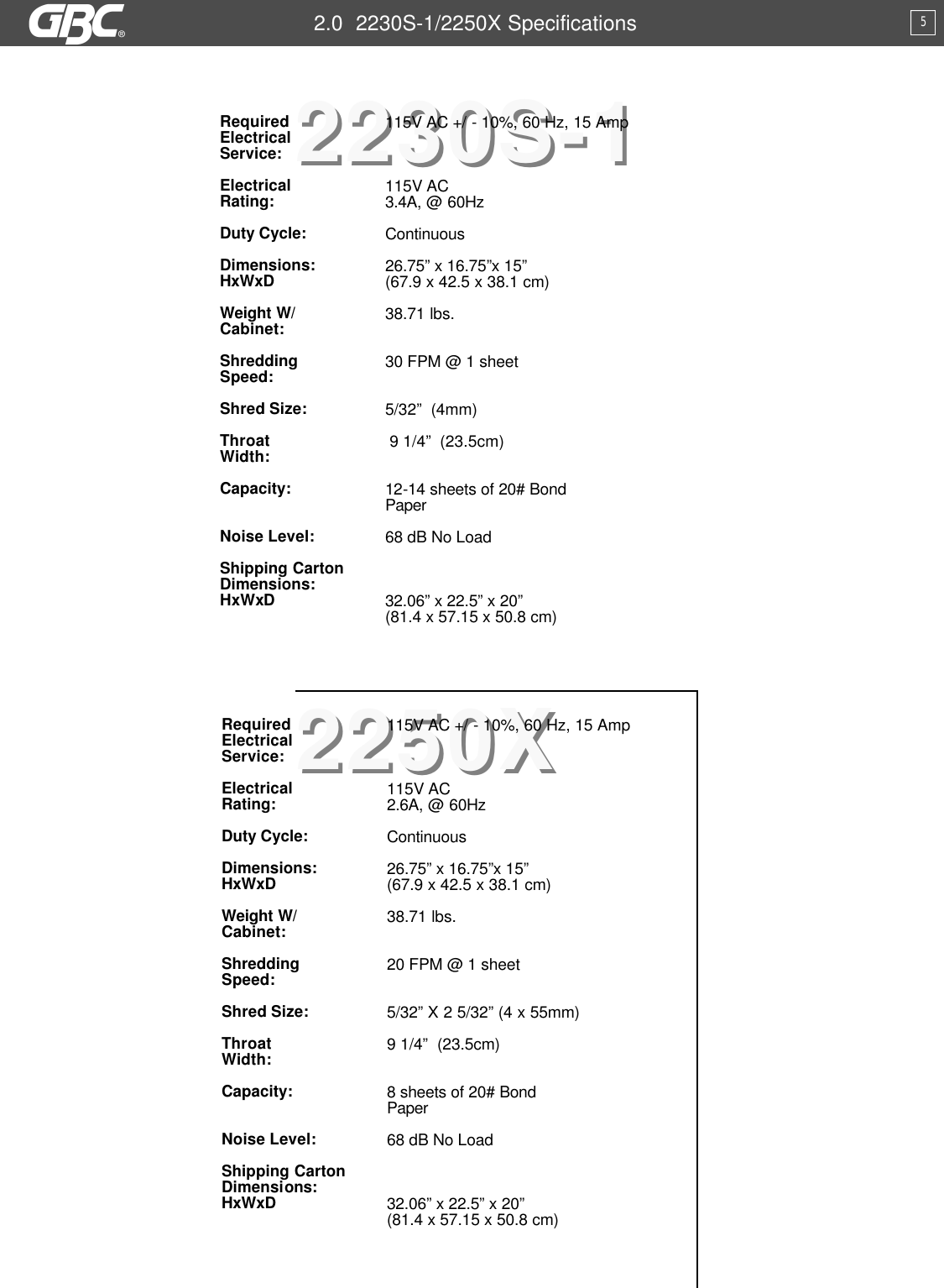 Page 2 of 4 - Gbc Gbc-2230S-Users-Manual- 2230S-1_2250X-1  Gbc-2230s-users-manual