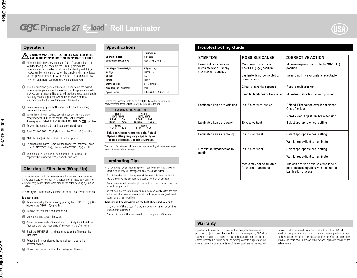 Page 4 of 8 - Gbc Gbc-Ezload-Pinnacle-27-Instruction-Manual- 305001163310V1  Gbc-ezload-pinnacle-27-instruction-manual