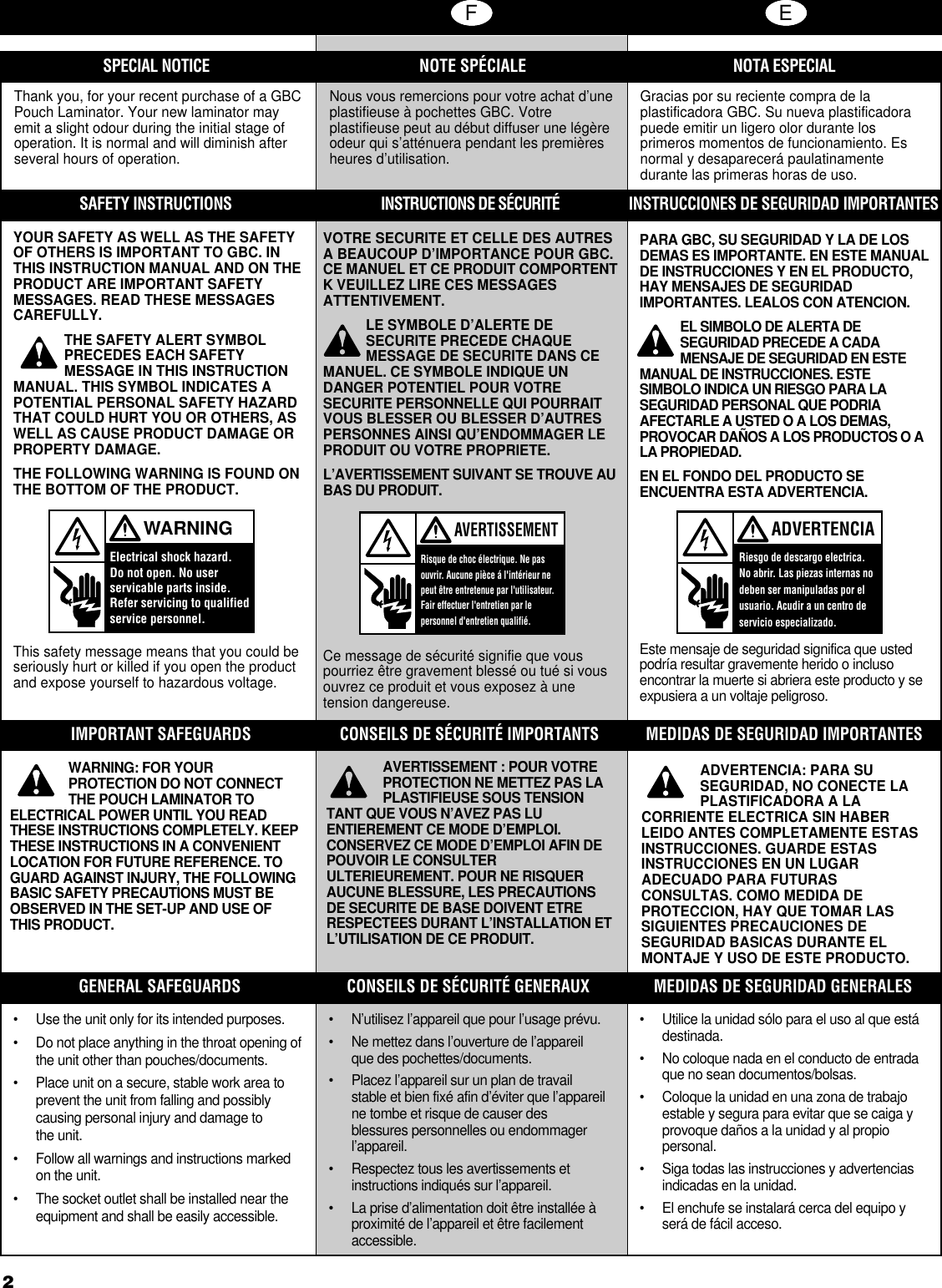 Page 2 of 7 - Gbc Gbc-H525-Users-Manual- HeatSeal H525 Op Instructions  Gbc-h525-users-manual