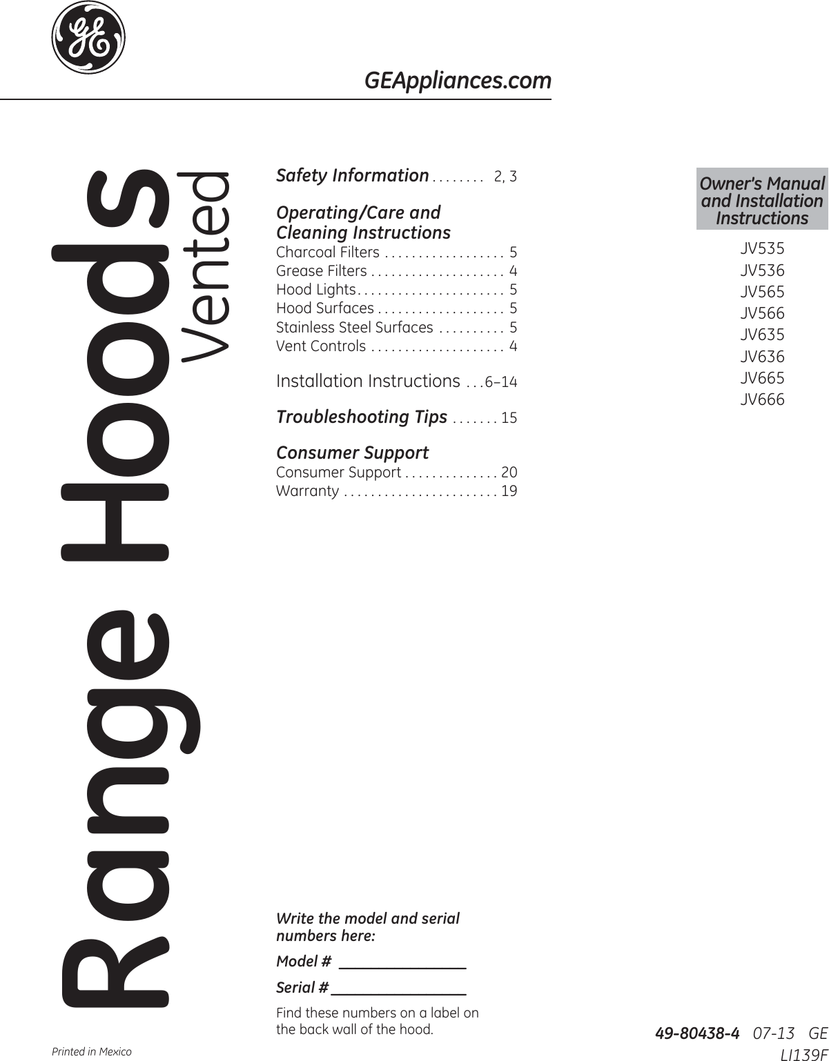 Ge Appliances 0 Part3 Z Jv535Hcc Installation Instructions 49 80438 4