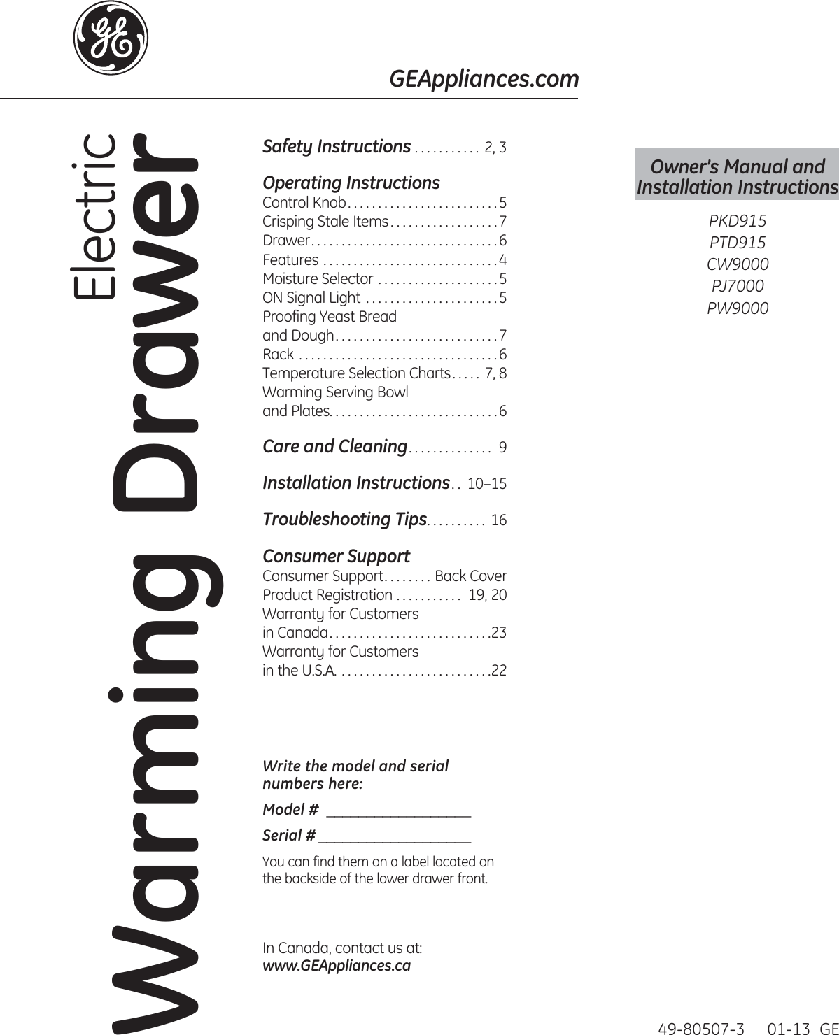 Ge Appliances 8 Part1 Z Pj7000Sfss Installation Instructions 49 80507 3