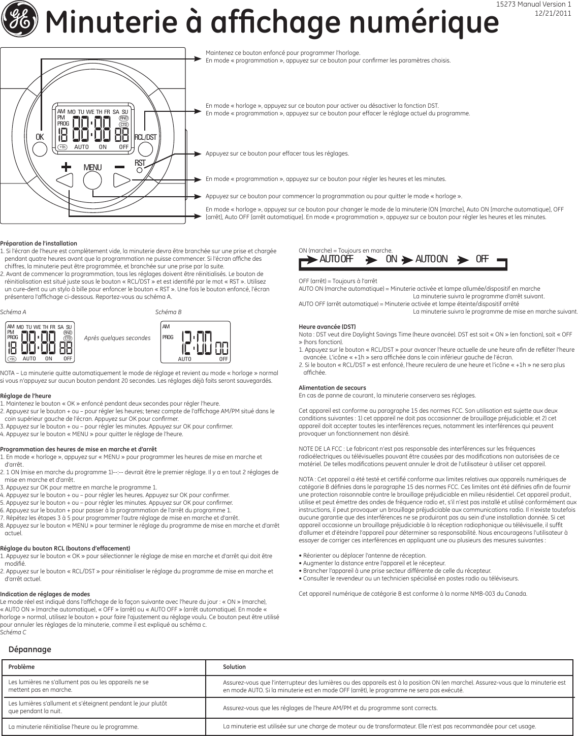 Page 2 of 2 - Ge-Appliances Ge-15273-Plugin-Ge-7Day-Digital-Timer-Owners-Manual