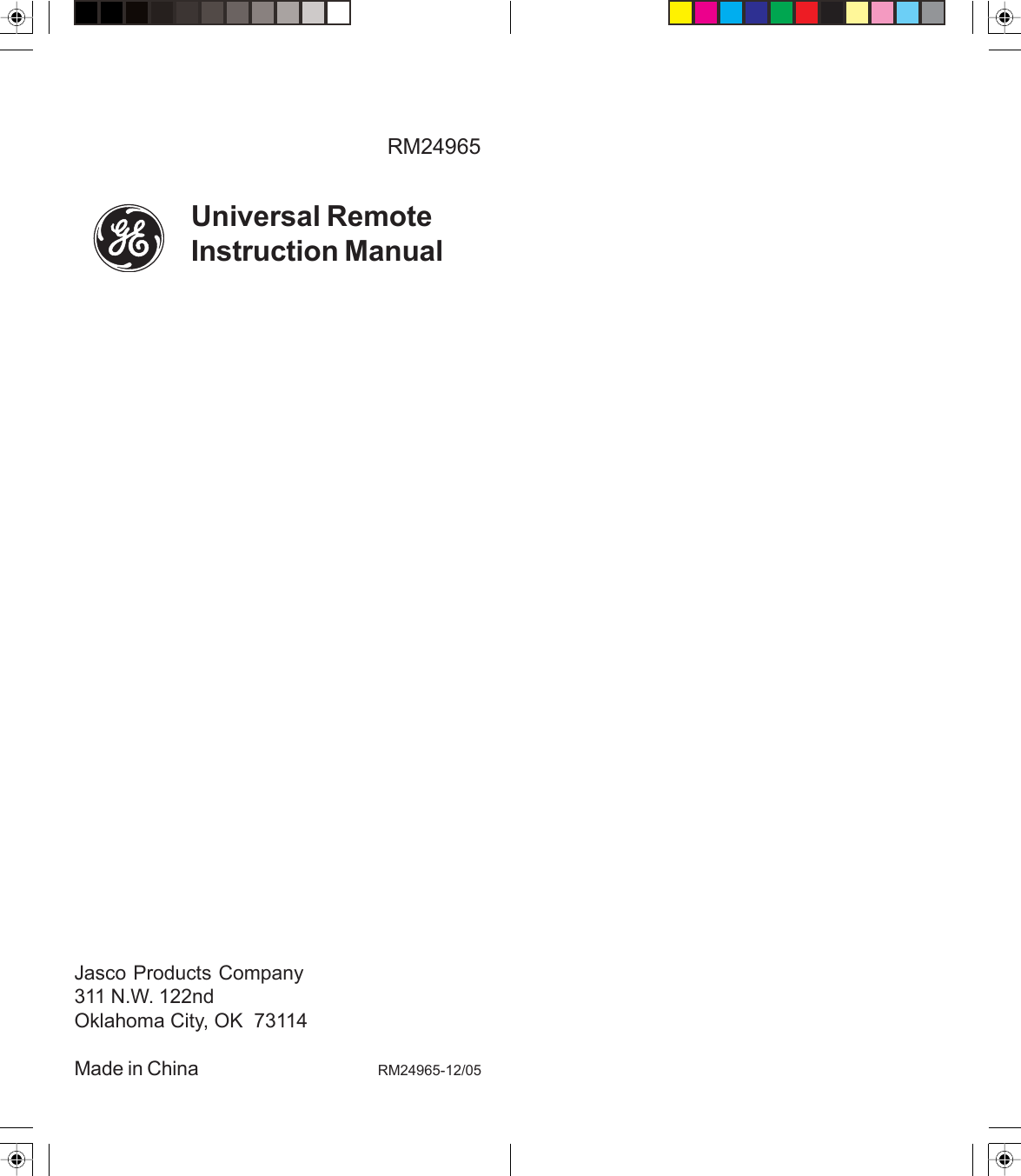 Page 9 of 9 - Ge-Appliances Ge-24965-Ge-Universal-Remote-Owners-Manual RM24965-OM .pmd