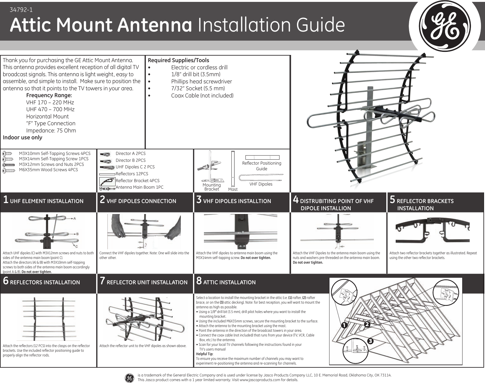 Page 1 of 1 - Ge-Appliances Ge-34792-Attic-Mount-Antenna-Owners-Manual
