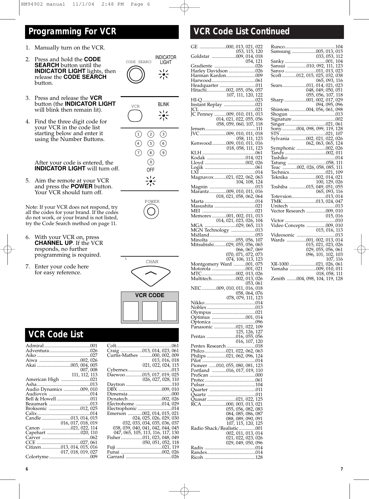 Page 3 of 8 - Ge-Appliances Ge-94902-Ge-Universal-Remote-Owners-Manual RM94902 Manual