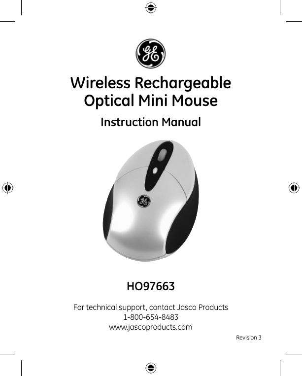 Page 1 of 8 - Ge-Appliances Ge-97663-Ge-Wireless-Rechargeable-Optical-Mini-Mouse-Owners-Manual 97663-1 Manual