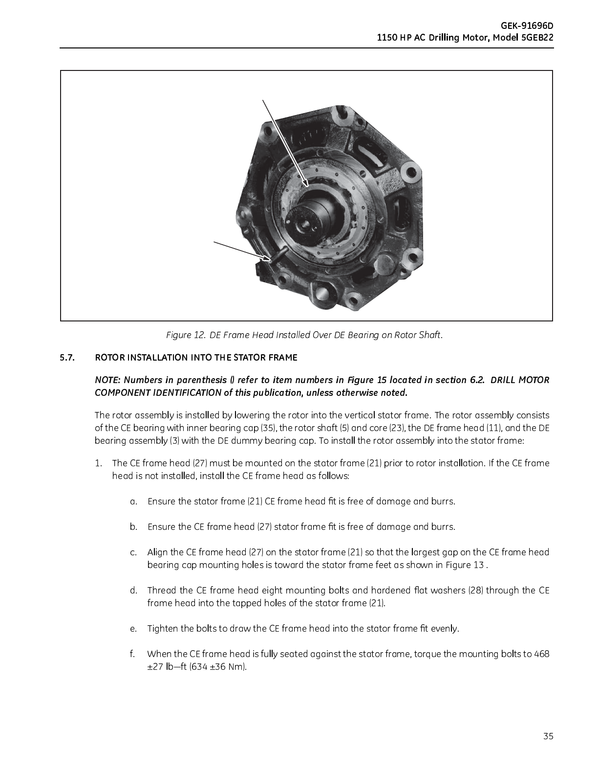 Ge Appliances 1150 Hp Ac Drilling Motor 5Geb22 Users Manual Print Preview C