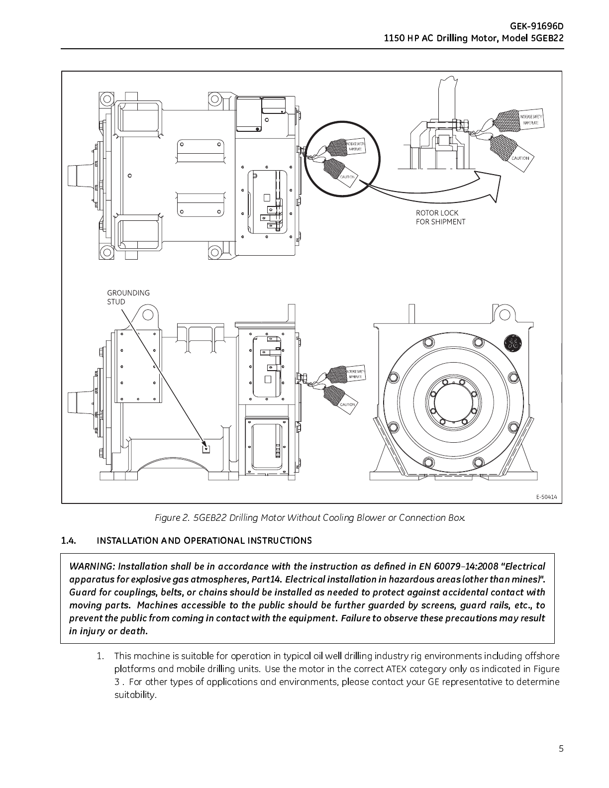 Ge Appliances 1150 Hp Ac Drilling Motor 5Geb22 Users Manual Print Preview C