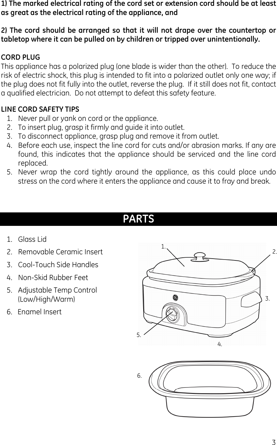 Page 3 of 10 - Ge-Appliances Ge-Appliances-169084-Users-Manual 169084_085_ GE Slow Cooker IM _revised_