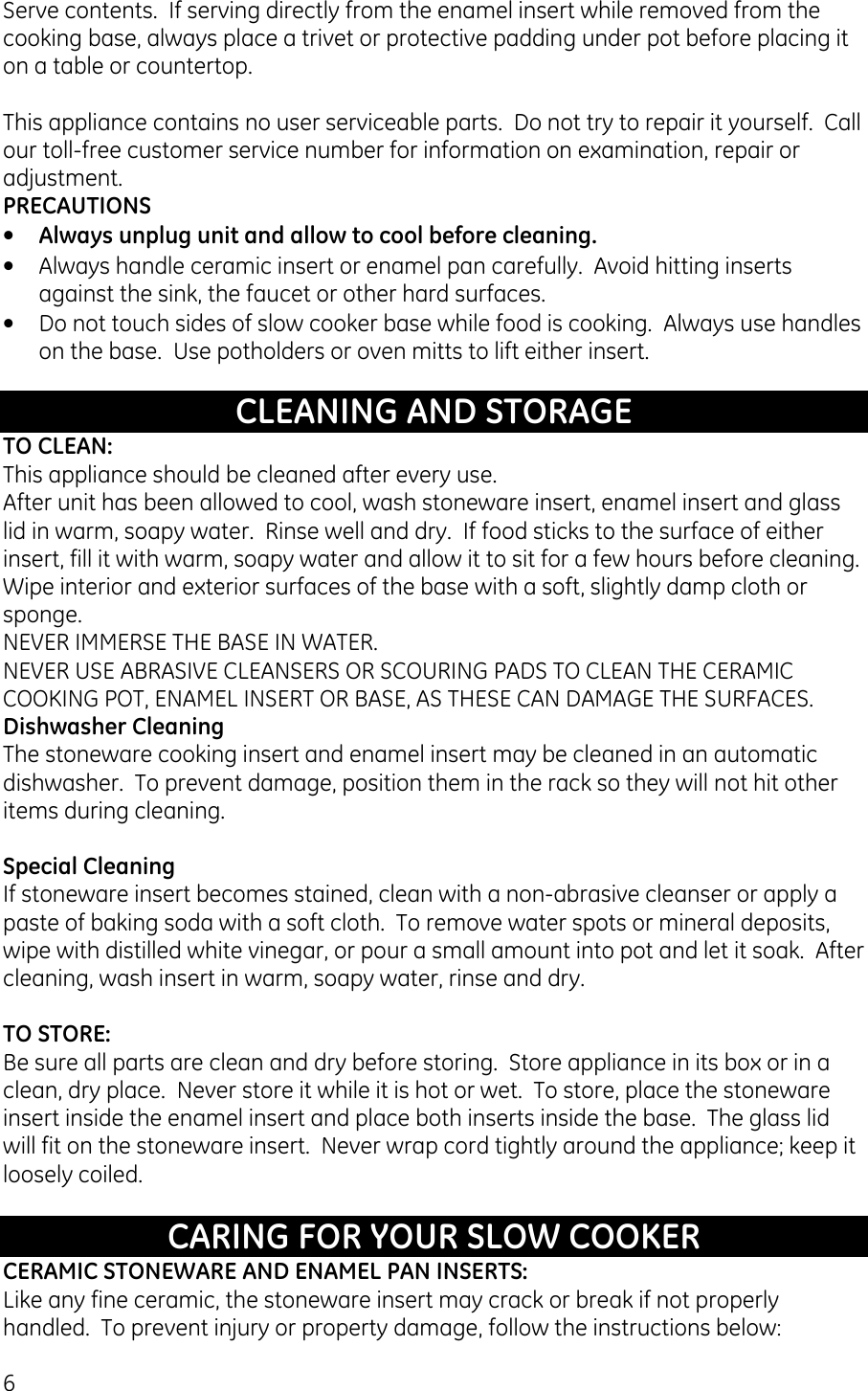 Page 6 of 10 - Ge-Appliances Ge-Appliances-169084-Users-Manual 169084_085_ GE Slow Cooker IM _revised_