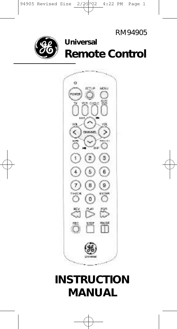 Ge Appliances Rm94905 Users Manual