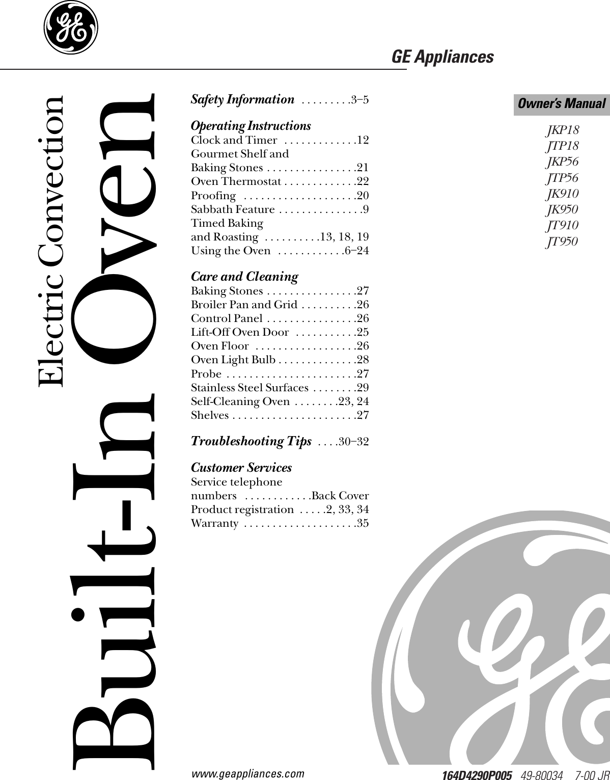 Ge Appliances Jtp56Babb Users Manual 49 80034