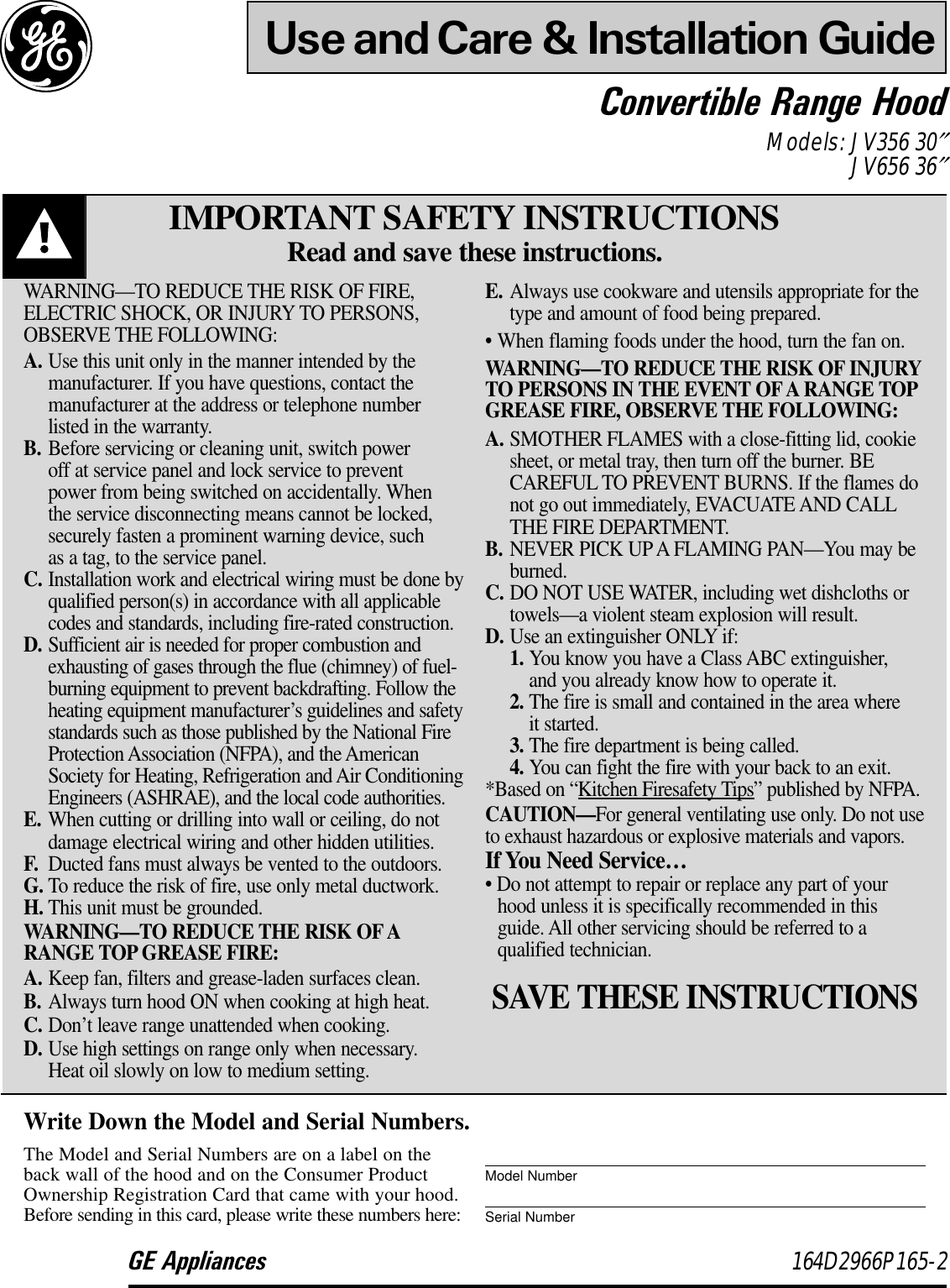 Page 1 of 4 - Ge-Appliances Ge-Appliances-Jv356-30-Users-Manual-  Ge-appliances-jv356-30-users-manual