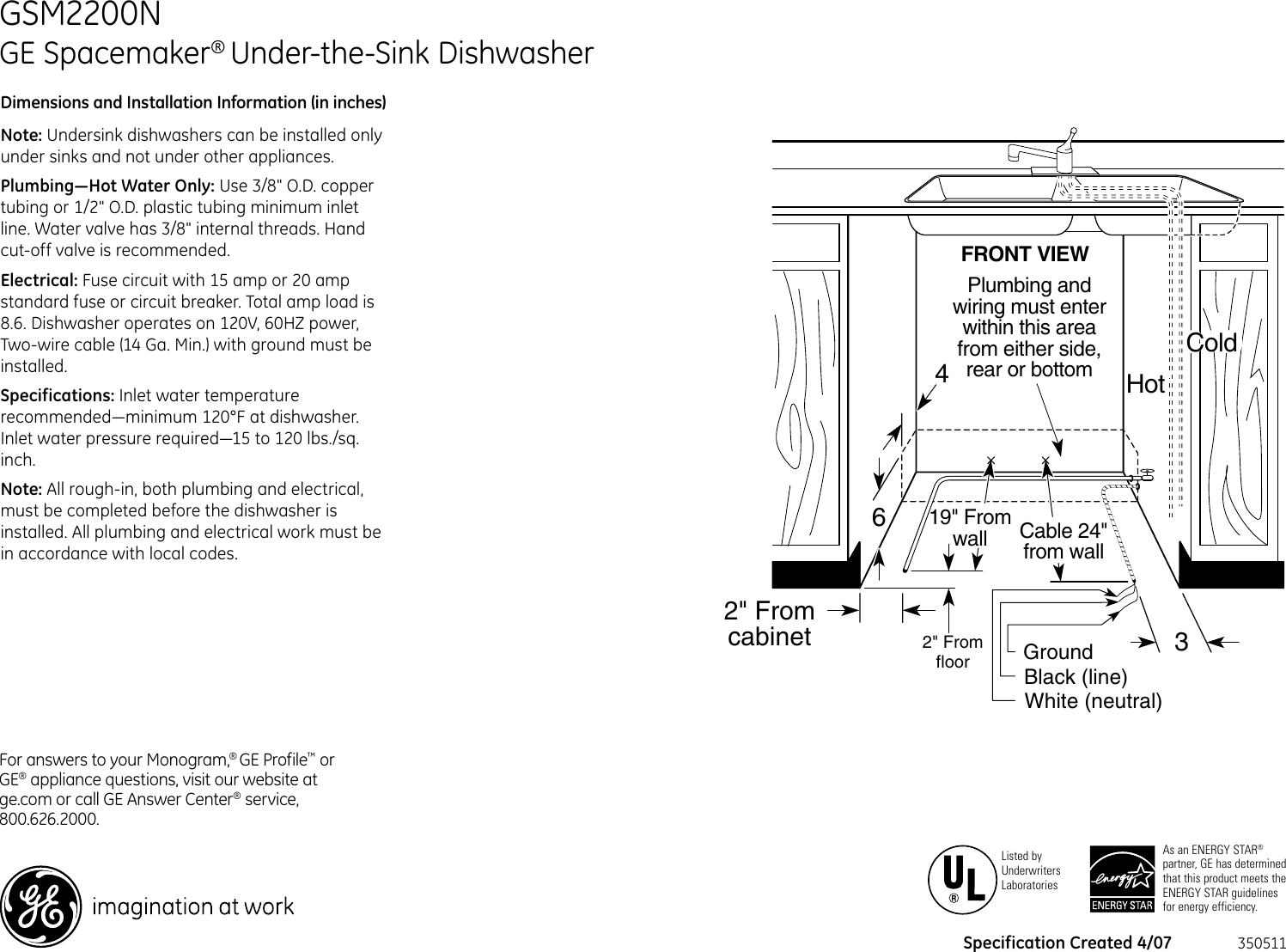 Page 1 of 4 - Ge-Appliances Ge-Appliances-Spacemaker-Gsm2200N-Users-Manual-  Ge-appliances-spacemaker-gsm2200n-users-manual