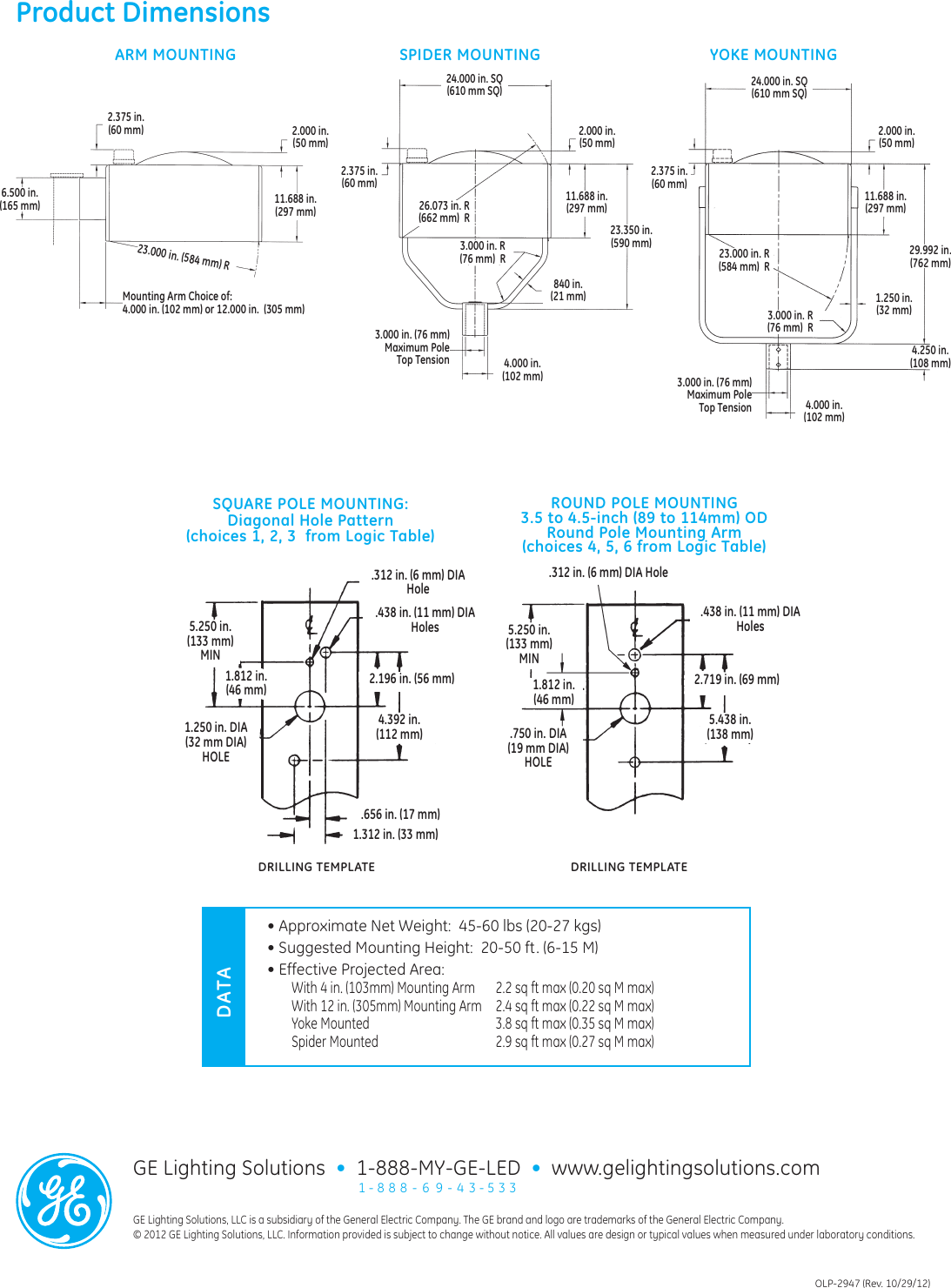 Page 4 of 4 - Ge-Appliances Ge-Dma-Dms-And-Dmy-Data-Sheet- GE Outdoor Area Site Lighting Dimension Luminaire Data Sheet |  Ge-dma-dms-and-dmy-data-sheet