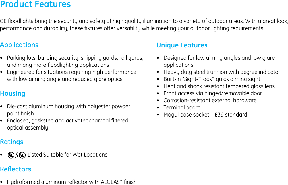 Page 2 of 4 - Ge-Appliances Ge-Gfps-And-Gfpt-Data-Sheet- GE Outdoor Floodlighting Glarefighter Asymmetric Data Sheet | Lighting Ge-gfps-and-gfpt-data-sheet