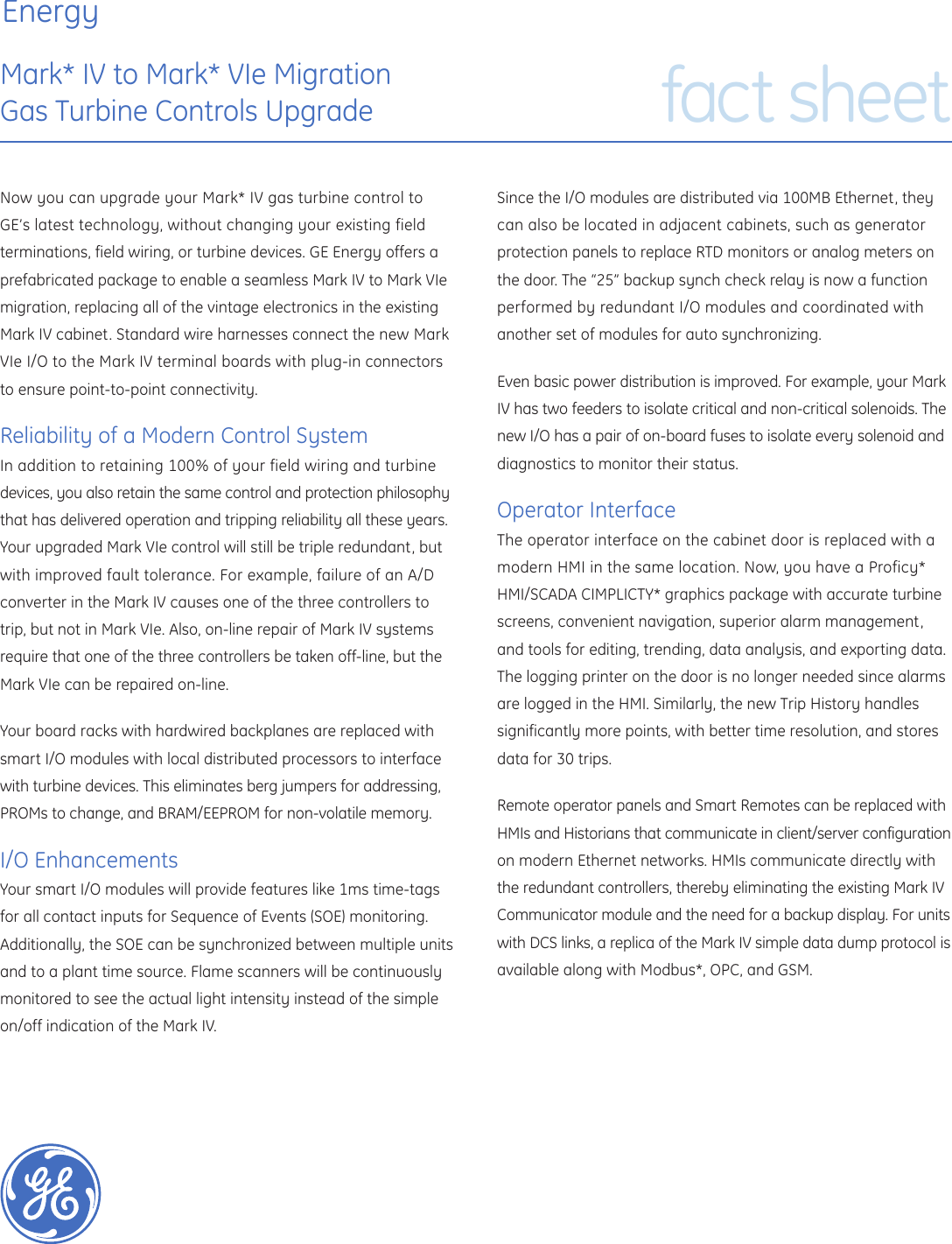 Page 1 of 2 - Ge-Appliances Ge-Mark-Controls-Upgrades-Fact-Sheet- GEA14803_MkIV-VIe Migration  Ge-mark-controls-upgrades-fact-sheet