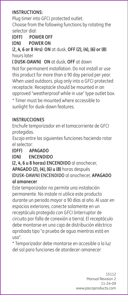 Page 1 of 1 - Ge-Appliances Ge-Outdoor-15112-Mechanical-Countdown-Timer-Owners-Manual 15112-2